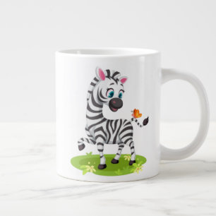 Baby Zebra Tekening Spelend met Vlinder Grote Koffiekop