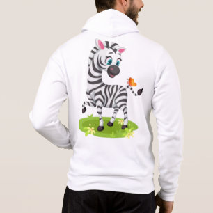 Baby Zebra Tekening Spelend met Vlinder Hoodie