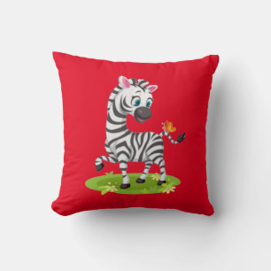 Baby Zebra Tekening Spelend met Vlinder Kussen