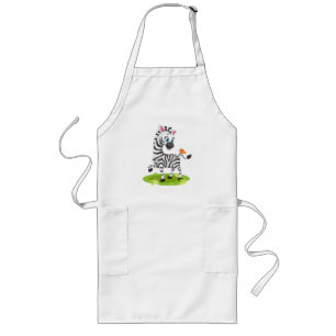 Baby Zebra Tekening Spelend met Vlinder Lang Schort