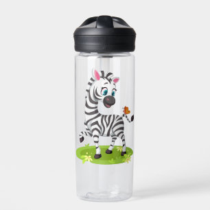 Baby Zebra Tekening Spelend met Vlinder Waterfles
