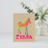 Baby Zebra Wild Psychedelic in Roze Geel Groen Briefkaart (Staand voorkant)