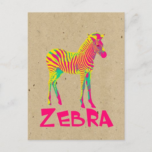 Baby Zebra Wild Psychedelic in Roze Geel Groen Briefkaart (Voorkant)