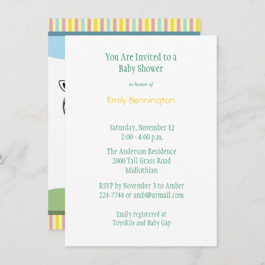 Baby Zebras Baby shower Uitnodiging (Voorkant / Achterkant)