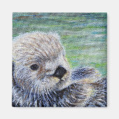 Baby Zee otter schilderen Magneet (Voorkant)