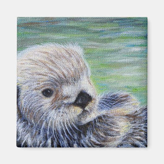 Baby Zee otter schilderen Magneet (Voorkant)