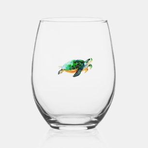 Baby Zee Schildpad Beweegt naar het Zee Wijnglas Zonder Voet
