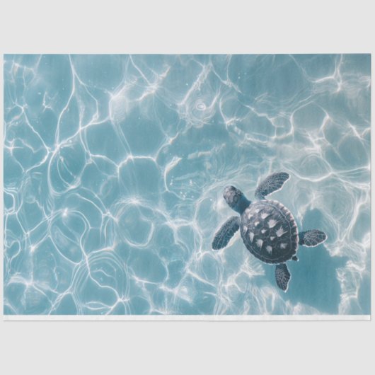 Baby Zee Schildpad in Helder Water Decoupage Tissuepapier (Voorkant)