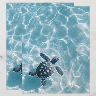 Baby Zee Schildpad in Helder Water Scrapbook Papie