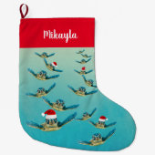 Baby Zee schildpad in Santa Hats Kerstmis Grote Kerstsok (Voorkant)