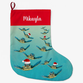 Baby Zee schildpad in Santa Hats Kerstmis Grote Kerstsok