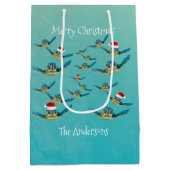 Baby Zee schildpad in Santa Hats Wrapping Paper Medium Cadeauzakje (Achterkant)