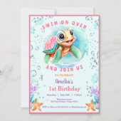 Baby Zee Schildpad Meisje Custom Age Eerste Verjaa Kaart (Voorkant)