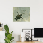 Baby Zee schildpad zwemmen naar Zee Poster (Thuiskantoor)