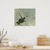 Baby Zee schildpad zwemmen naar Zee Poster (Keuken)