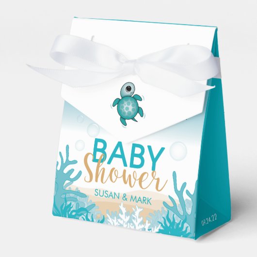 Baby Zee Schildpadthema Baby shower Vierbox Bedankdoosjes (Voorkant Zijde)