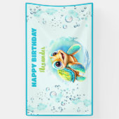 Baby Zee Turtle Boy 1e verjaardagsfeestje Spandoek (Verticaal)