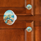 Baby Zee Turtle Keramische Knop