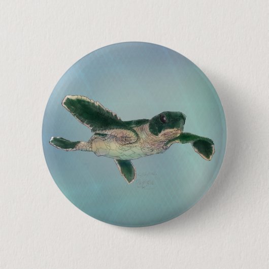 Baby Zee Turtle Ronde Button 5,7 Cm (Voorkant)