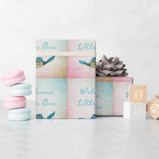 Baby Zee Turtle Welcome Little One Cadeaupapier (Baby Shower)