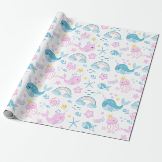 Baby Zeedieren Cadeaupapier (Uitgerold)