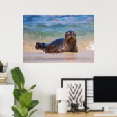 Baby zeehond in het water poster (Thuiskantoor)