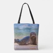 Baby zeehond in water tote bag (Achterkant)