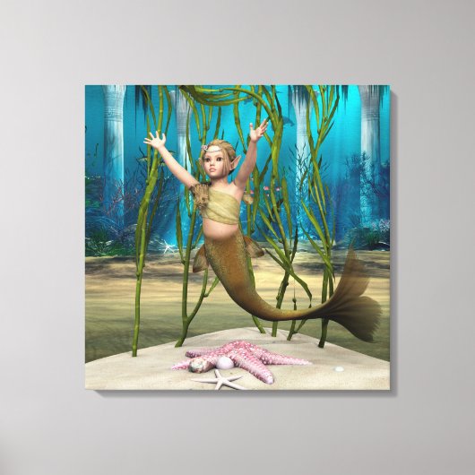 Baby Zeemeermin Canvas Afdruk (Voorkant)