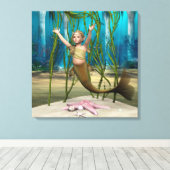 Baby Zeemeermin Canvas Afdruk (Insitu (Houten vloer))