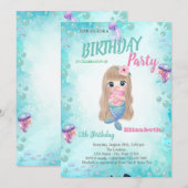 Baby Zeemeermin Zomer Verjaardagsfeestuitnodiging Kaart (Voorkant / Achterkant)