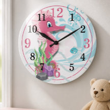 Baby Zeepaard | Roze kinderkamer klok