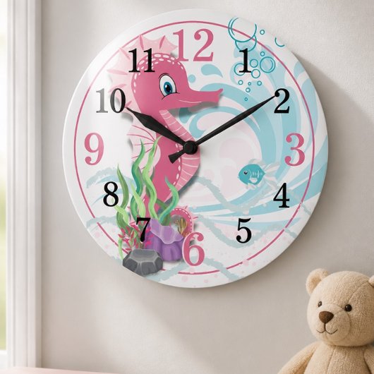 Baby Zeepaard | Roze kinderkamer klok