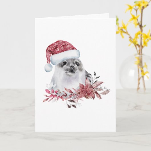 Baby Zeeroogje met Kerstmuts Kaart (Gele Bloem)