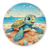 Baby Zeeschildpad Keramische Knop (Voorkant)