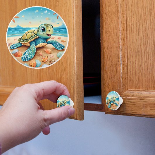Baby Zeeschildpad Keramische Knop