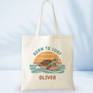 Baby Zeeschildpad Retro Surf Vibe - Geboren om te Tote Bag