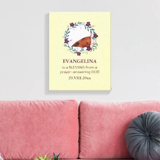 Baby | ZEGEN VAN GOD | Krans | Foto Keepsake Canvas Afdruk (Insitu (Woonkamer))