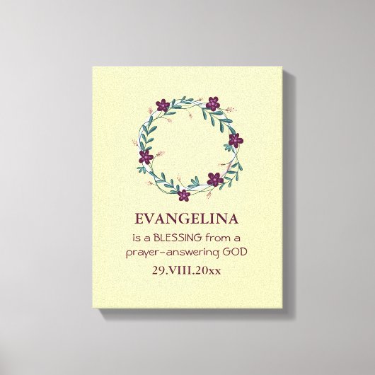 Baby | ZEGEN VAN GOD | Krans | Foto Keepsake Canvas Afdruk (Voorkant)