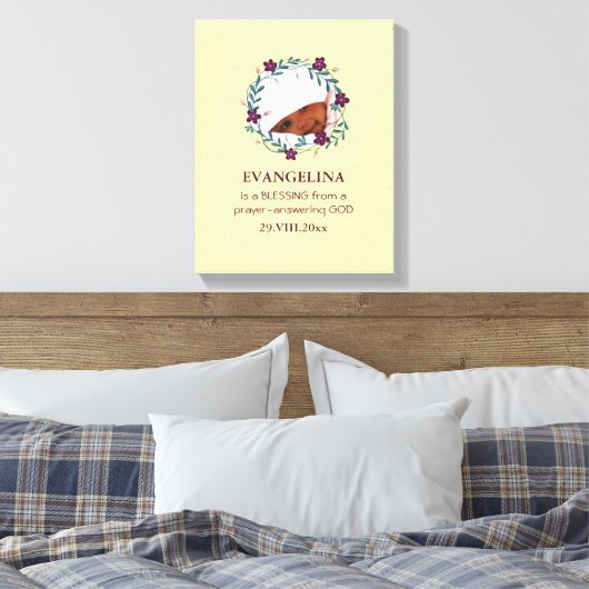 Baby | ZEGEN VAN GOD | Krans | Foto Keepsake Canvas Afdruk (Insitu (Slaapkamer))