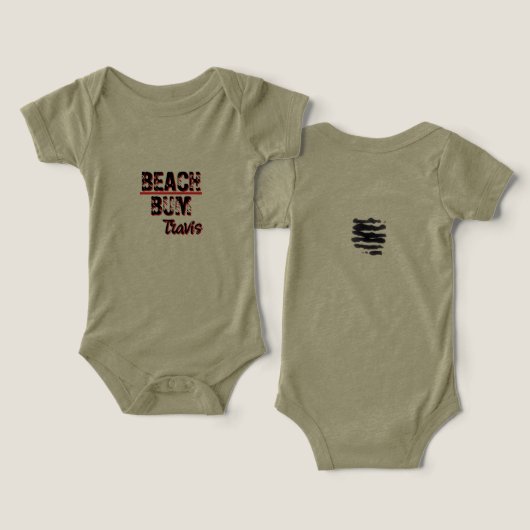 Baby zegt in één stuk "Beach Bum" (Ontwerp Voorkant & Achterkant)
