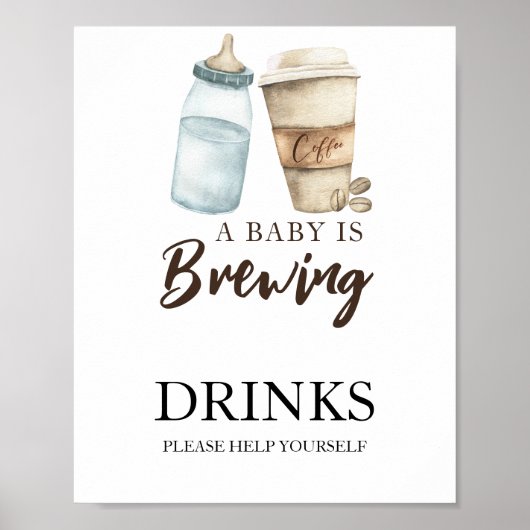 Baby zet Drinken voor koffie Poster (Voorkant)
