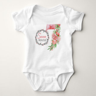 Baby Zeven maanden Mijlpaal (roze/rood) Romper
