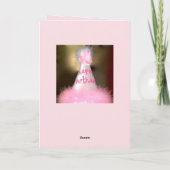 Baby ziet er chagrijnig uit op haar eerste verjaar kaart (Achterkant)