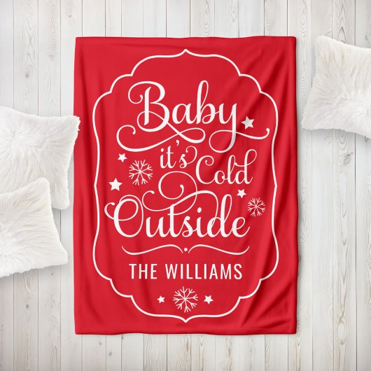 Baby zijn buiten de Red Script Family Holiday-serv Fleece Deken