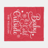 Baby zijn buiten de Red Script Family Holiday-serv Fleece Deken (Voorkant (Horizontaal))
