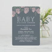 Baby zijn Cold Pine Cone Navy Drive-by Baby shower Kaart (Staand voorkant)
