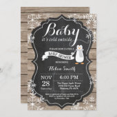 Baby zijn Koud Buiten het Baby shower van Penguin Kaart (Voorkant / Achterkant)