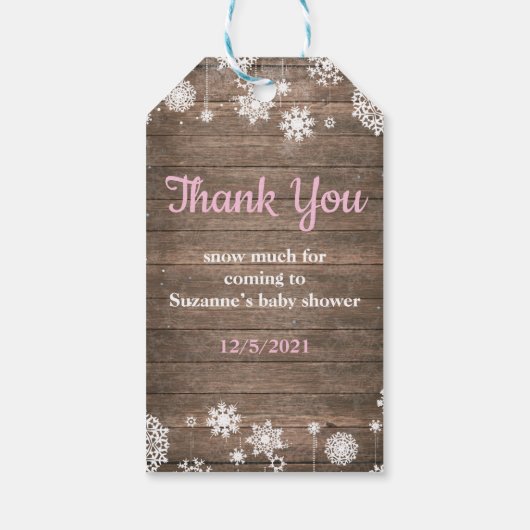 Baby zijn Koud Buiten Rustic Winter Baby shower Cadeaulabel (Achterkant)