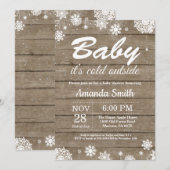 Baby zijn Koud Buiten Rustic Winter Baby shower Kaart (Voorkant / Achterkant)