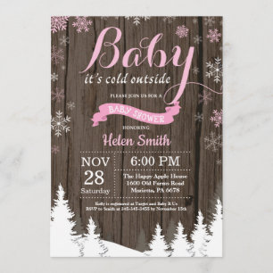Baby zijn Koud Buiten Rustic Winter Baby shower Kaart